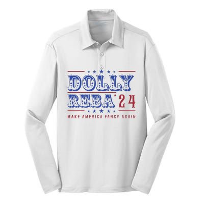 Retro Vintage Dolly And Reba 2024 Make America Fancy Again Silk Touch Performance Long Sleeve Polo