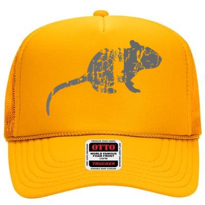 Rat Vintage Design Rat Print High Crown Mesh Back Trucker Hat