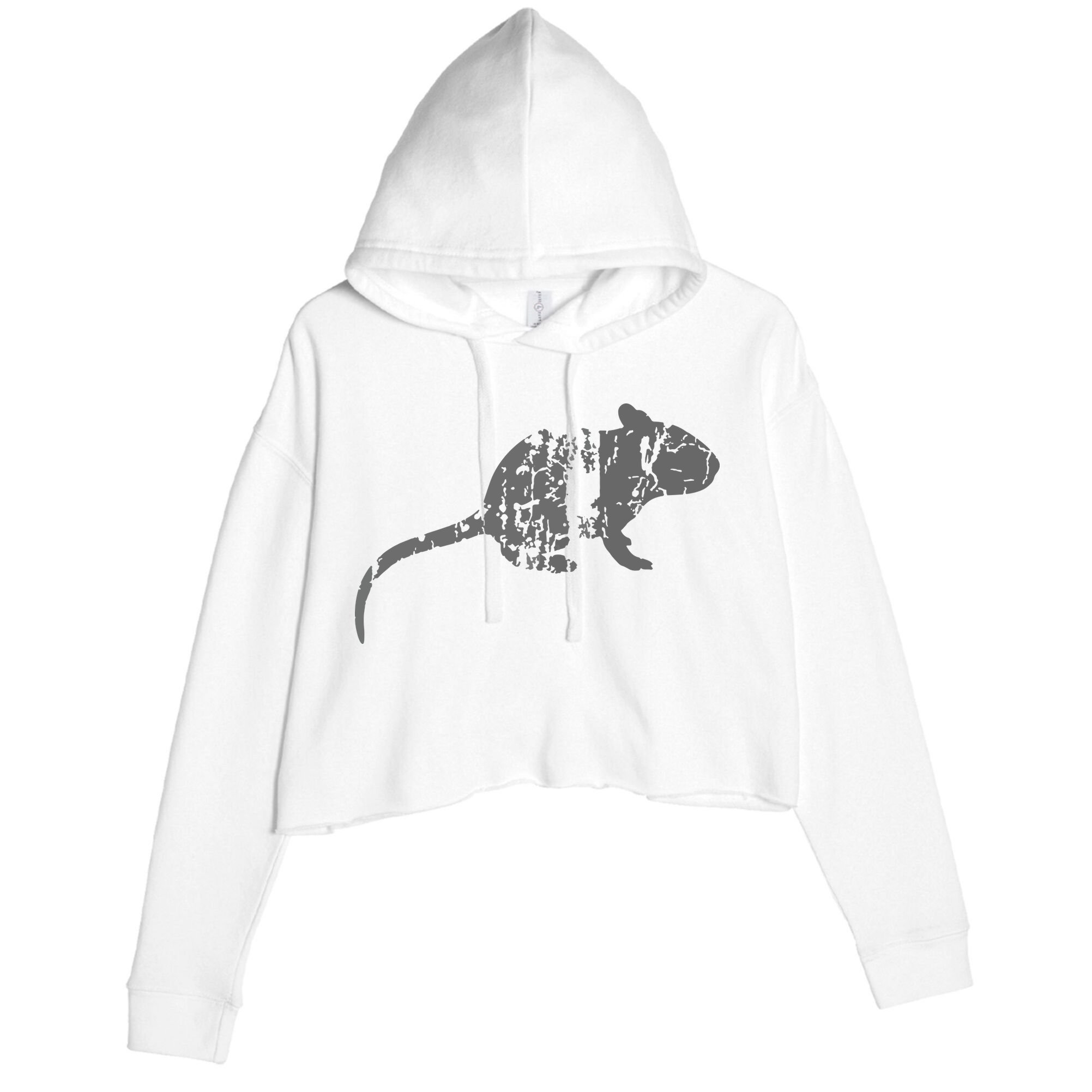 Rat Vintage Design Rat Print Crop Fleece Hoodie