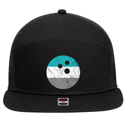 Retro Vintage Distressed Bowling Ball Or Gift 7 Panel Mesh Trucker Snapback Hat