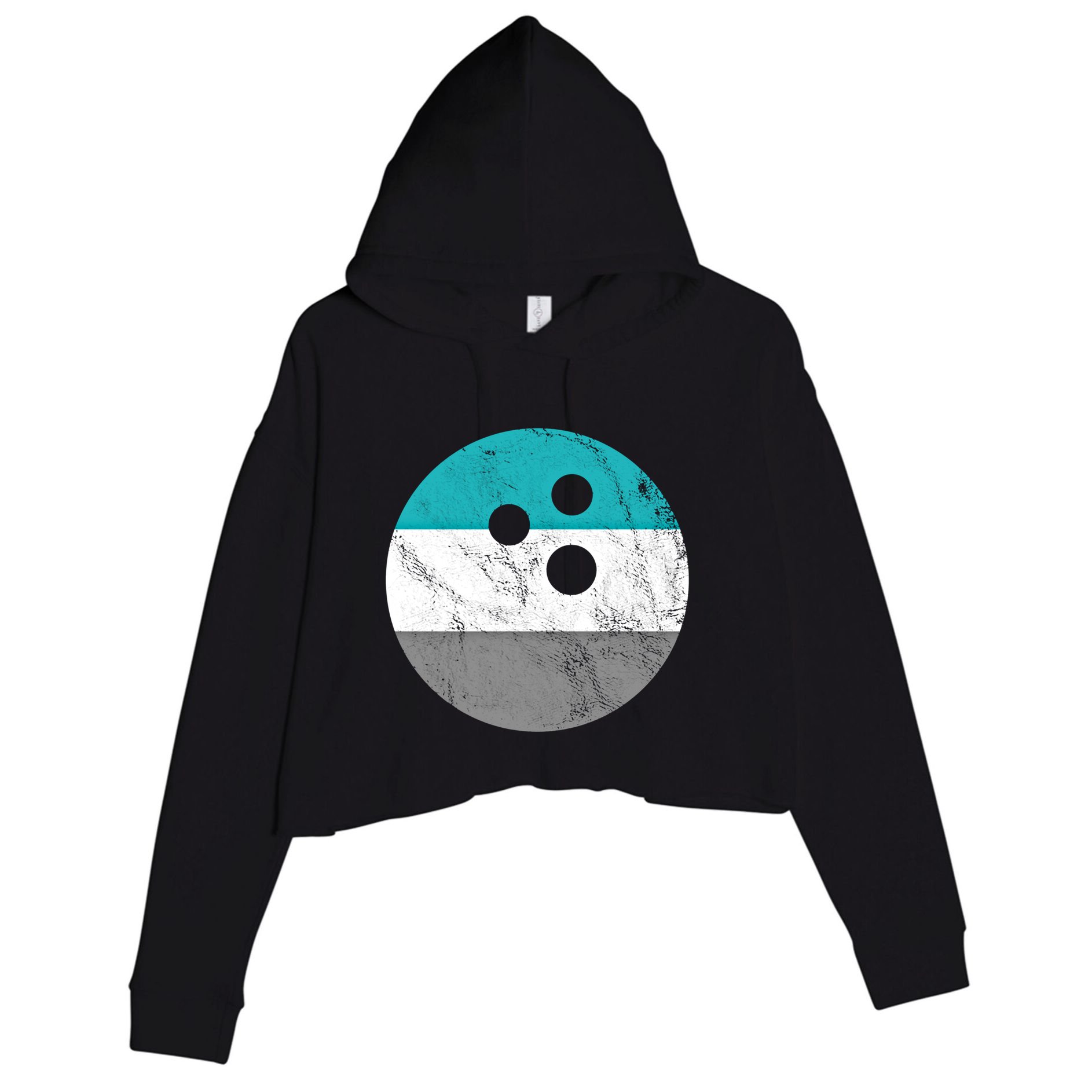 Retro Vintage Distressed Bowling Ball Or Gift Crop Fleece Hoodie