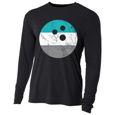 Retro Vintage Distressed Bowling Ball Or Gift Cooling Performance Long Sleeve Crew