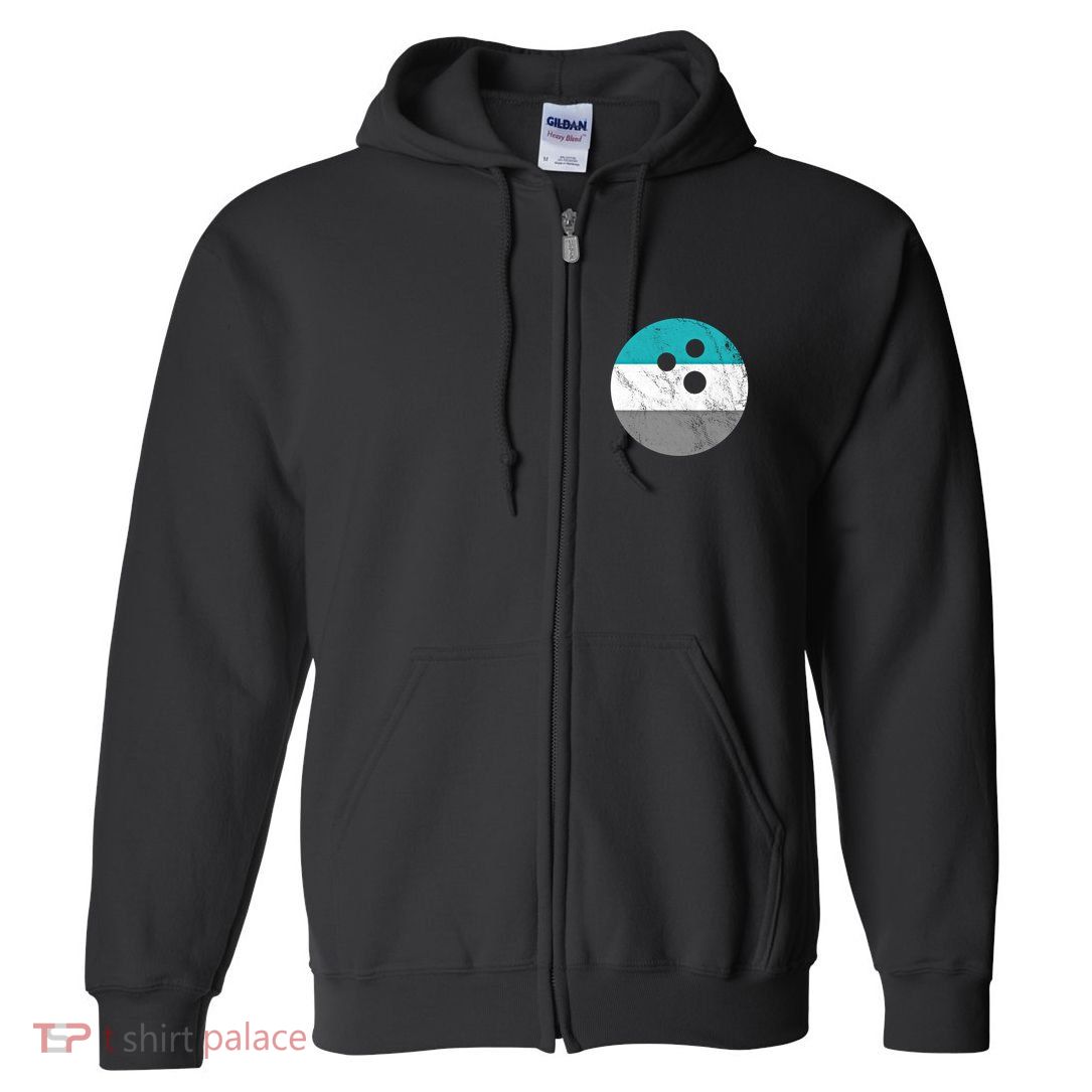 Retro Vintage Distressed Bowling Ball Or Gift Full Zip Hoodie