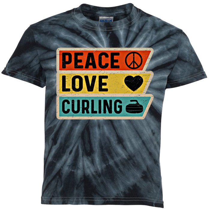 Retro Vintage Distressed Peace Sign Love Curling Cute Gift Kids Tie-Dye T-Shirt