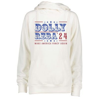 Retro Vintage Dolly And Reba 2024 Make America Fancy Again Womens Funnel Neck Pullover Hood