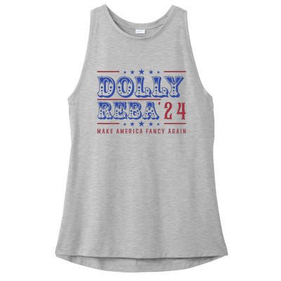 Retro Vintage Dolly And Reba 2024 Make America Fancy Again Ladies PosiCharge Tri-Blend Wicking Tank