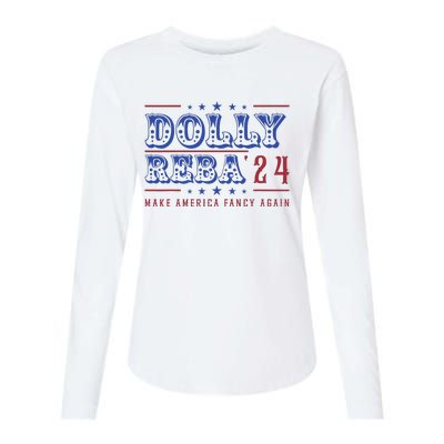 Retro Vintage Dolly And Reba 2024 Make America Fancy Again Womens Cotton Relaxed Long Sleeve T-Shirt