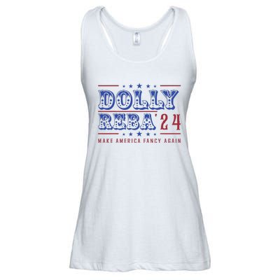 Retro Vintage Dolly And Reba 2024 Make America Fancy Again Ladies Essential Flowy Tank