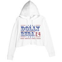 Retro Vintage Dolly And Reba 2024 Make America Fancy Again Crop Fleece Hoodie