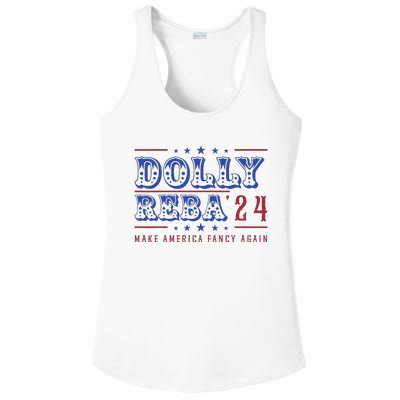 Retro Vintage Dolly And Reba 2024 Make America Fancy Again Ladies PosiCharge Competitor Racerback Tank