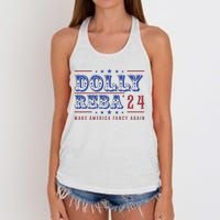 Retro Vintage Dolly And Reba 2024 Make America Fancy Again Women's Knotted Racerback Tank