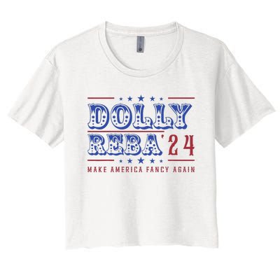 Retro Vintage Dolly And Reba 2024 Make America Fancy Again Women's Crop Top Tee