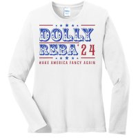 Retro Vintage Dolly And Reba 2024 Make America Fancy Again Ladies Long Sleeve Shirt