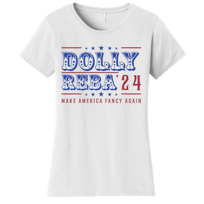 Retro Vintage Dolly And Reba 2024 Make America Fancy Again Women's T-Shirt