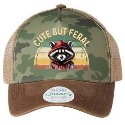 Retro Vintage Design Funny Summer Raccoon Cute But Feral  Legacy Tie Dye Trucker Hat