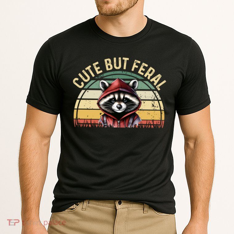 Retro Vintage Design Funny Summer Raccoon Cute But Feral  Performance Shirt