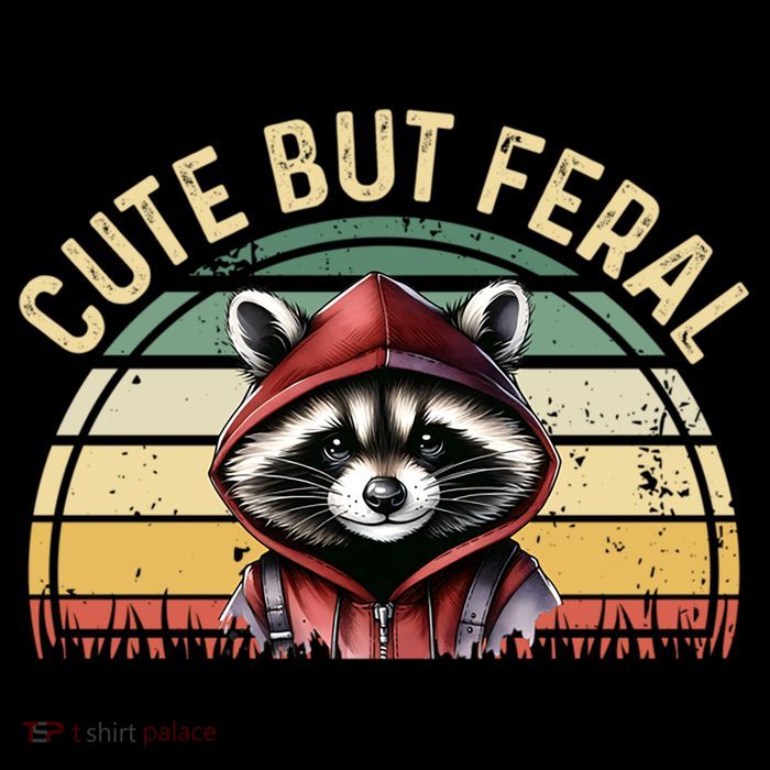 Retro Vintage Design Funny Summer Raccoon Cute But Feral  Bucket Hat