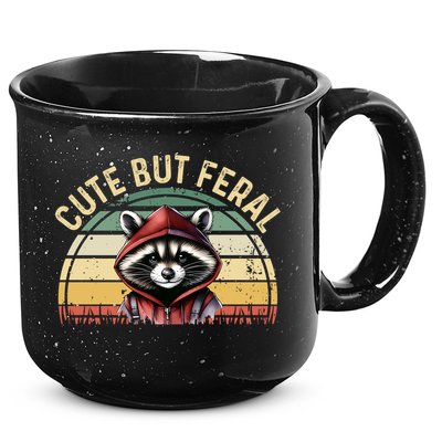 Retro Vintage Design Funny Summer Raccoon Cute But Feral  15oz Campfire Ceramic Mug