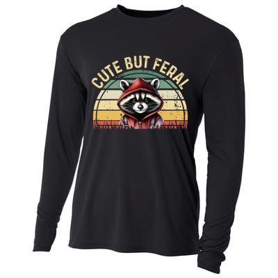 Retro Vintage Design Funny Summer Raccoon Cute But Feral  Cooling Performance Long Sleeve Crew