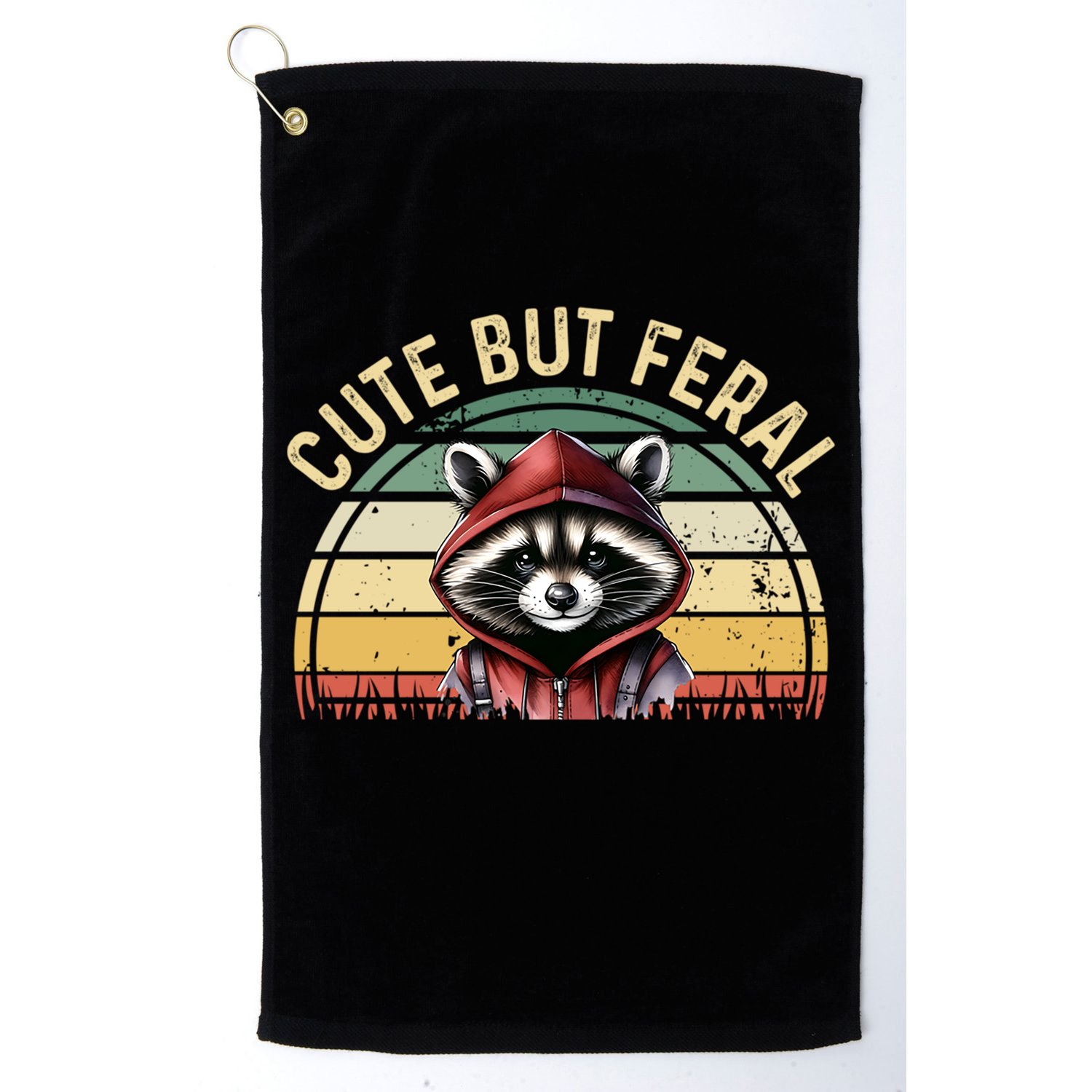 Retro Vintage Design Funny Summer Raccoon Cute But Feral  Golf Towel