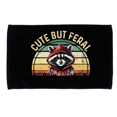 Retro Vintage Design Funny Summer Raccoon Cute But Feral  Microfiber Hand Towel