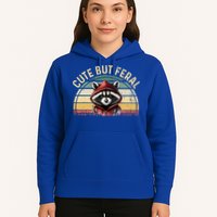 Retro Vintage Design Funny Summer Raccoon Cute But Feral  Hoodie