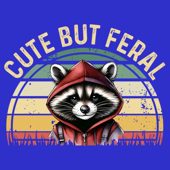 Retro Vintage Design Funny Summer Raccoon Cute But Feral  Long Sleeve Shirt