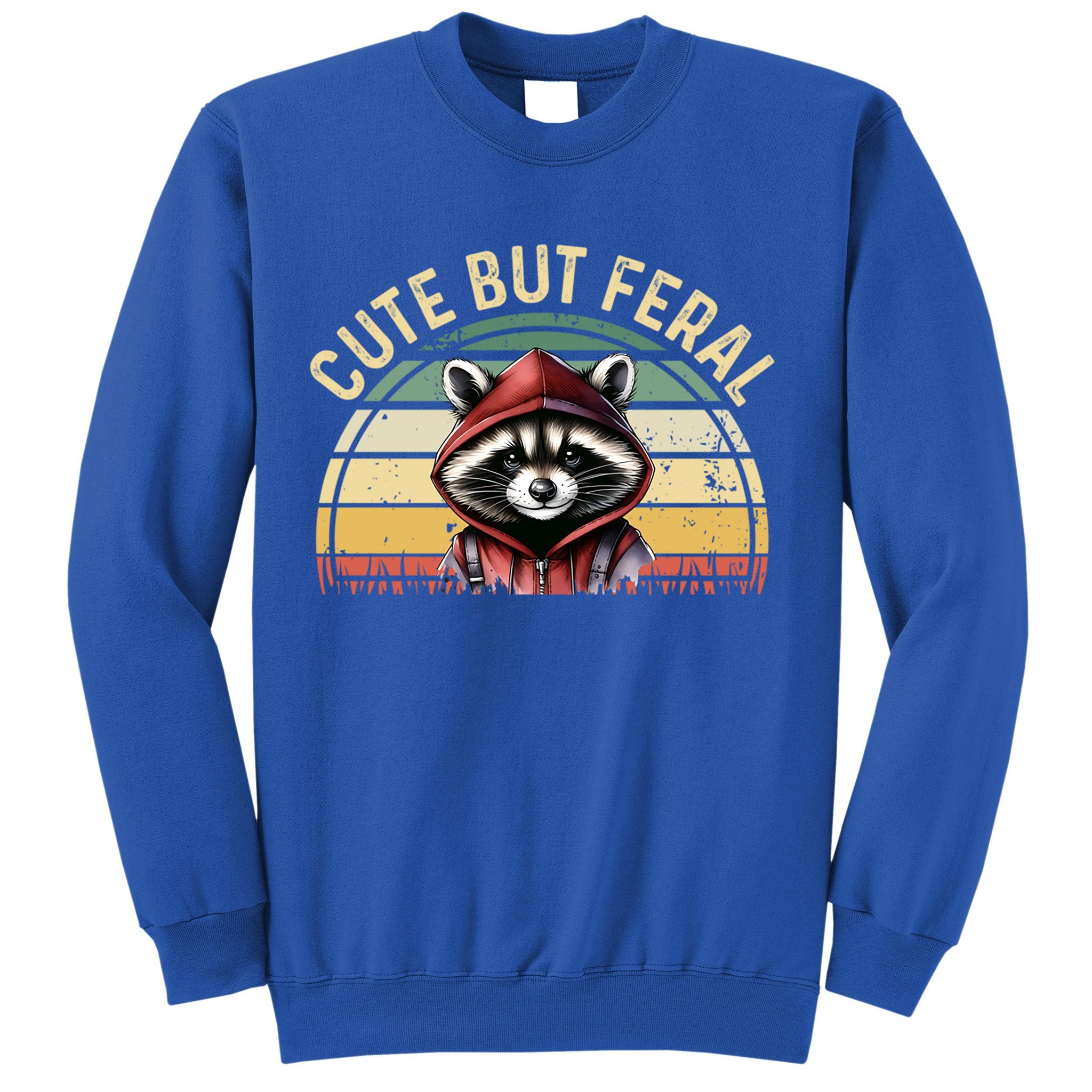 Retro Vintage Design Funny Summer Raccoon Cute But Feral  Sweatshirt