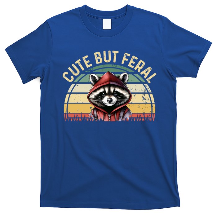 Retro Vintage Design Funny Summer Raccoon Cute But Feral  T-Shirt