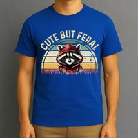 Retro Vintage Design Funny Summer Raccoon Cute But Feral  T-Shirt