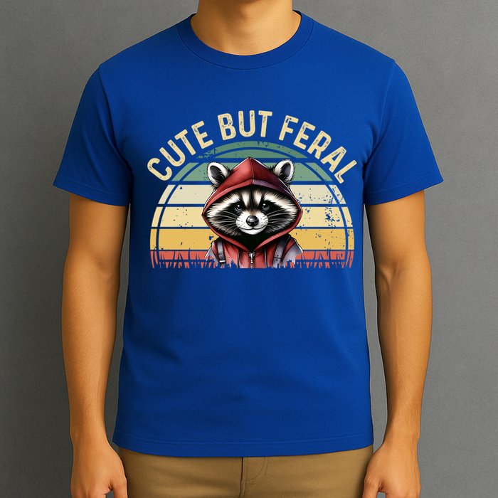 Retro Vintage Design Funny Summer Raccoon Cute But Feral  T-Shirt