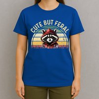 Retro Vintage Design Funny Summer Raccoon Cute But Feral  T-Shirt