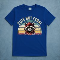 Retro Vintage Design Funny Summer Raccoon Cute But Feral  T-Shirt