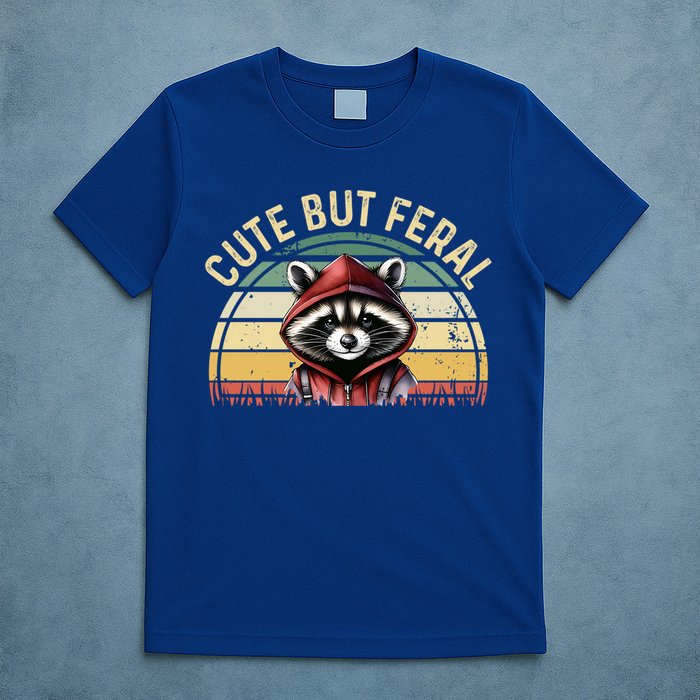 Retro Vintage Design Funny Summer Raccoon Cute But Feral  T-Shirt