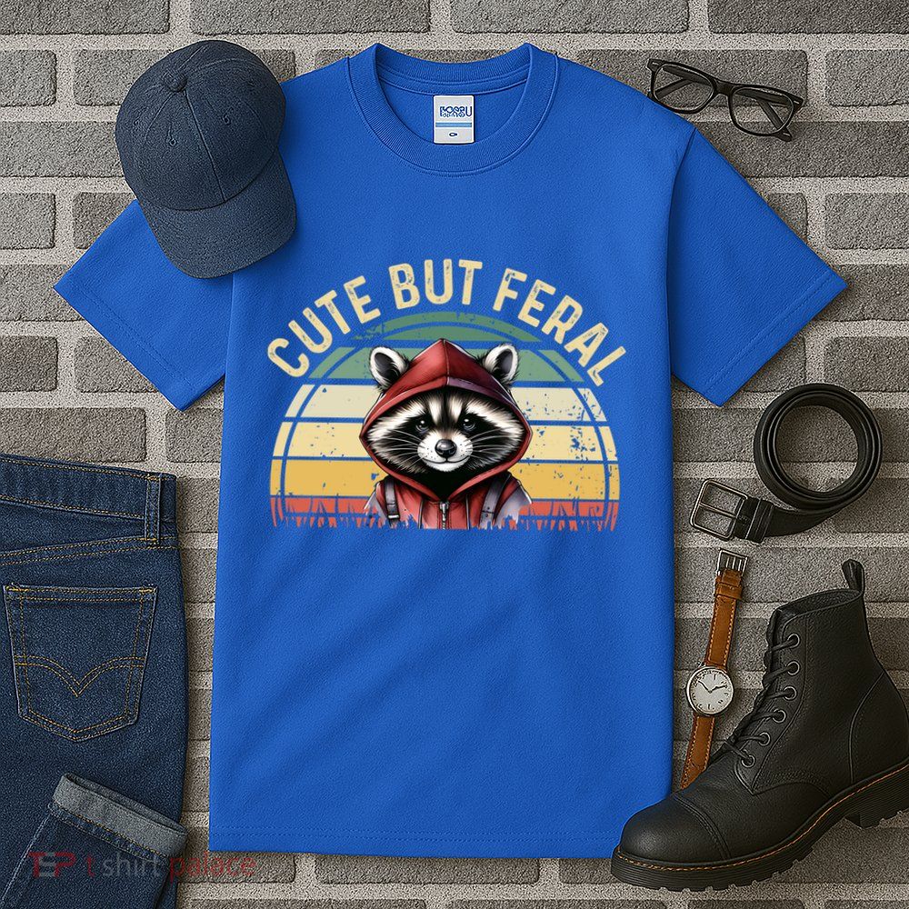 Retro Vintage Design Funny Summer Raccoon Cute But Feral  Tall T-Shirt