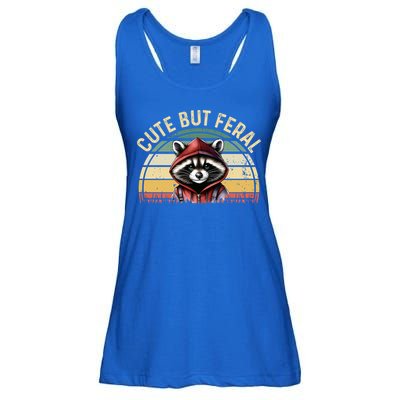 Retro Vintage Design Funny Summer Raccoon Cute But Feral  Ladies Essential Flowy Tank