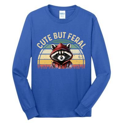 Retro Vintage Design Funny Summer Raccoon Cute But Feral  Tall Long Sleeve T-Shirt