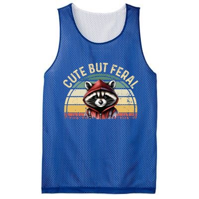 Retro Vintage Design Funny Summer Raccoon Cute But Feral  Mesh Reversible Basketball Jersey Tank