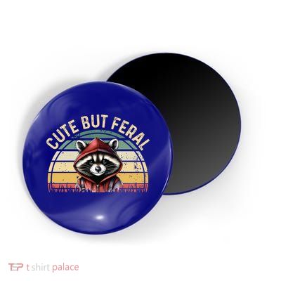 Retro Vintage Design Funny Summer Raccoon Cute But Feral  Magnet