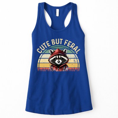 Retro Vintage Design Funny Summer Raccoon Cute But Feral  Womens Tank Top