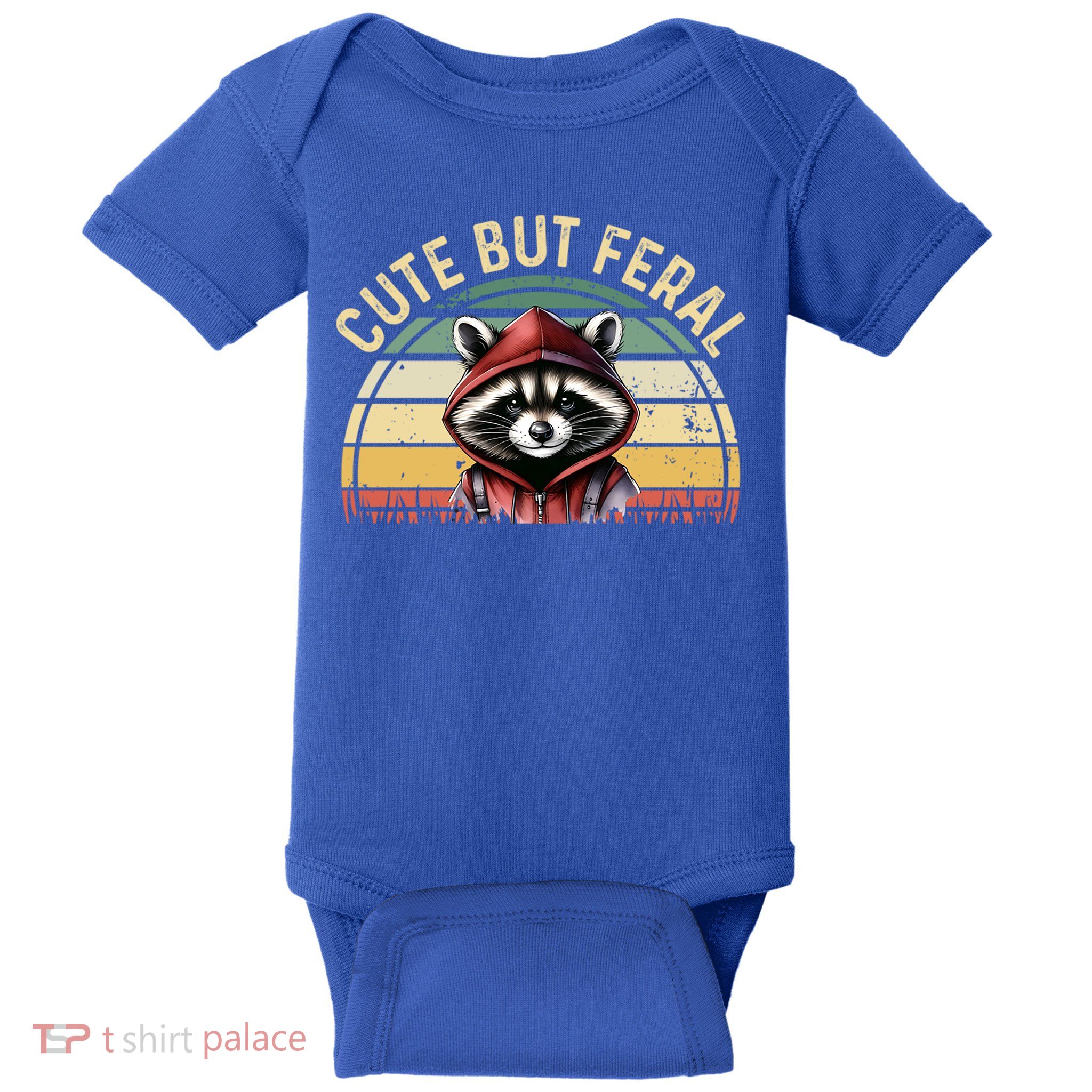 Retro Vintage Design Funny Summer Raccoon Cute But Feral  Baby Bodysuit