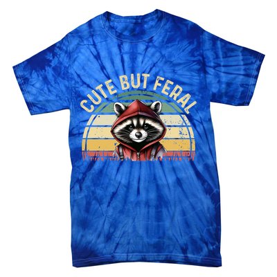 Retro Vintage Design Funny Summer Raccoon Cute But Feral  Tie-Dye T-Shirt