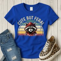 Retro Vintage Design Funny Summer Raccoon Cute But Feral  Womens T-Shirt