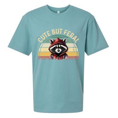Retro Vintage Design Funny Summer Raccoon Cute But Feral  Sueded Cloud Jersey T-Shirt