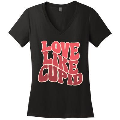 Retro Valnetines Day Love Like Cupid Women's V-Neck T-Shirt