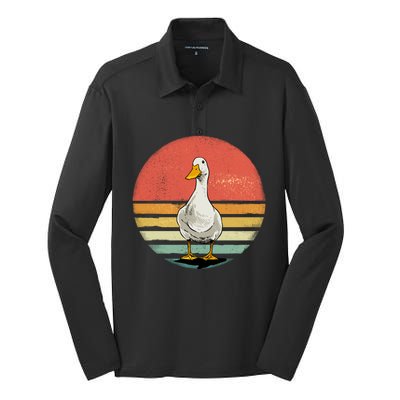 Retro Vintage Duck Gift Silk Touch Performance Long Sleeve Polo