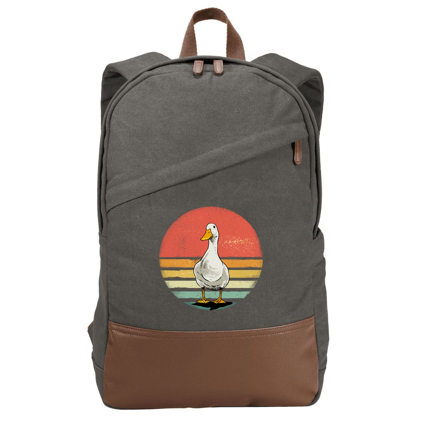 Retro Vintage Duck Gift Cotton Canvas Backpack