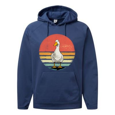 Retro Vintage Duck Gift Performance Fleece Hoodie