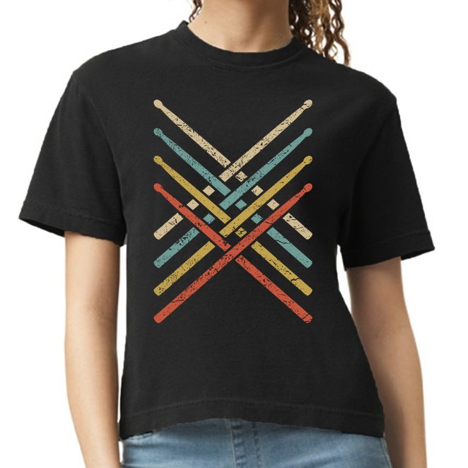 Retro Vintage Drummer 70s 80s Drum Sticks Gift Comfort Colors Boxy T-Shirt