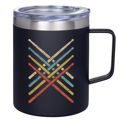 Retro Vintage Drummer 70s 80s Drum Sticks Gift 12oz Stainless Steel Coffee Mug